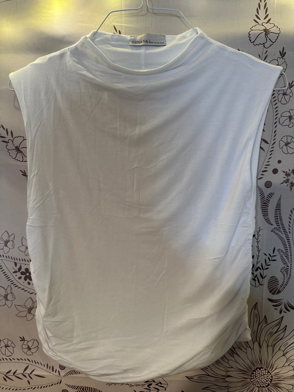 Zenana Outfitters White Sleeveless Mock Neck Tank